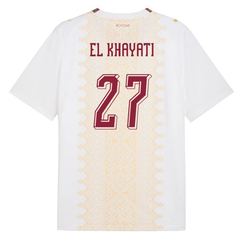 DanxenレディースモロッコAyoub El Khayati#27白 金 赤アウェイシャツ26-28ジャージーユニフォーム