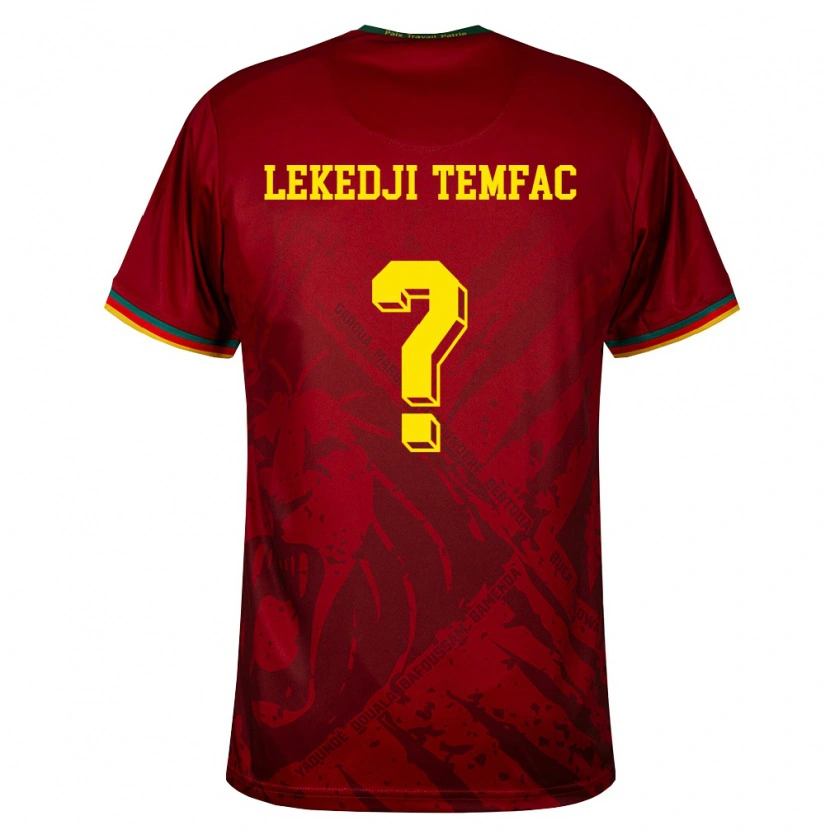 DanxenレディースカメルーンMiguel Lekedji Temfac#0ディープレッド 緑 黄アウェイシャツ26-28ジャージーユニフォーム