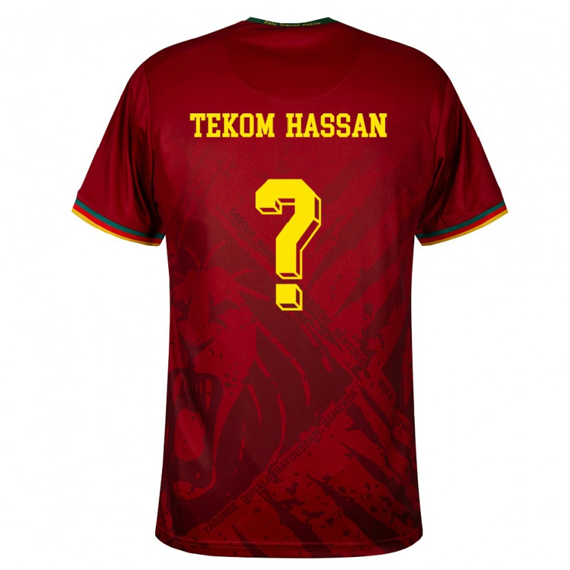 DanxenレディースカメルーンHakimi Tekom Hassan#0ディープレッド 緑 黄アウェイシャツ26-28ジャージーユニフォーム
