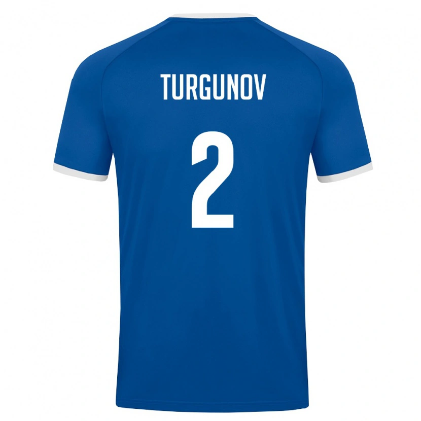 DanxenキッズウズベキスタンKakhramon Turgunov#2ロイヤルブルー 白ホームシャツ26-28ジャージーユニフォーム