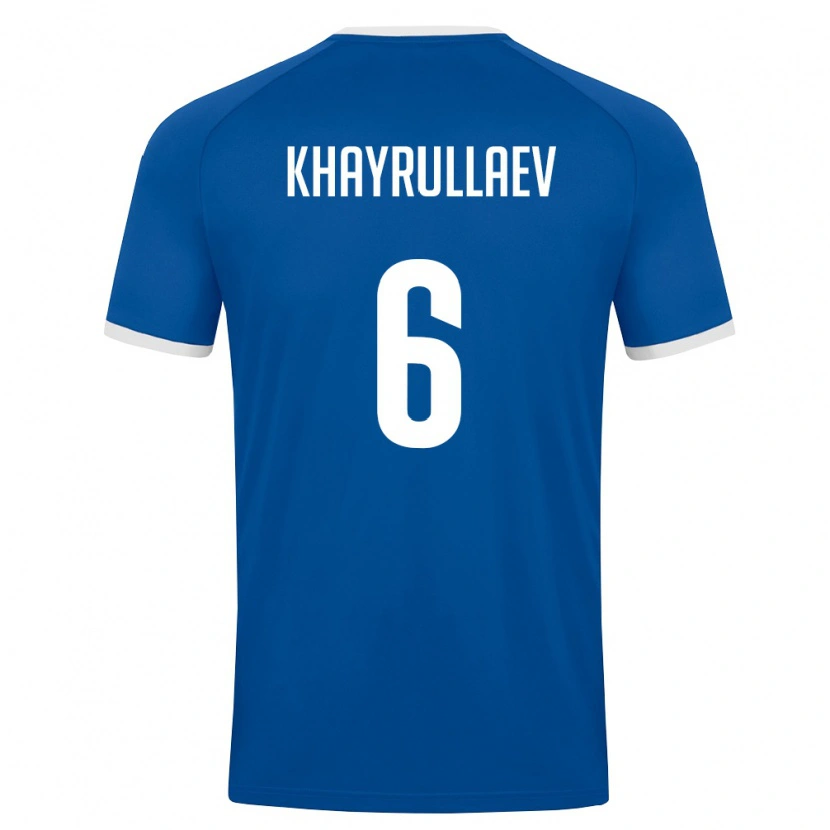 DanxenキッズウズベキスタンRavshan Khayrullaev#6ロイヤルブルー 白ホームシャツ26-28ジャージーユニフォーム
