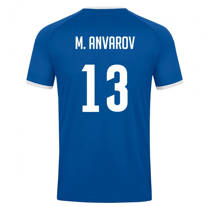 DanxenキッズウズベキスタンMirjalol Anvarov#13ロイヤルブルー 白ホームシャツ26-28ジャージーユニフォーム