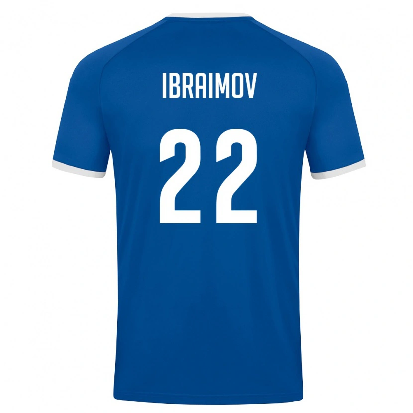 DanxenキッズウズベキスタンNurlan Ibraimov#22ロイヤルブルー 白ホームシャツ26-28ジャージーユニフォーム