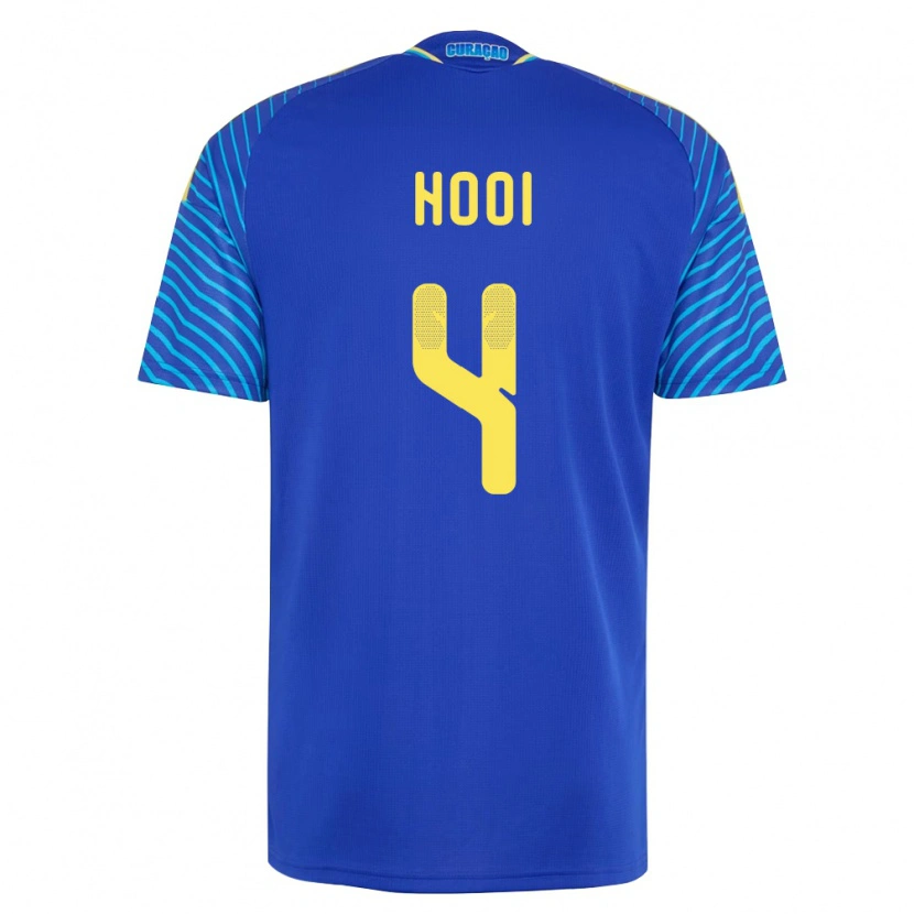 Danxenキッズキュラソー島Shuvienchêlo Hooi#4紺 白ホームシャツ26-28ジャージーユニフォーム