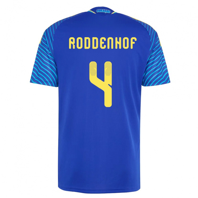 Danxenキッズキュラソー島Liyon Roddenhof#4紺 白ホームシャツ26-28ジャージーユニフォーム