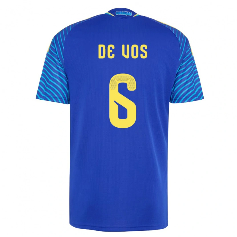 Danxenキッズキュラソー島James De Vos#6紺 白ホームシャツ26-28ジャージーユニフォーム