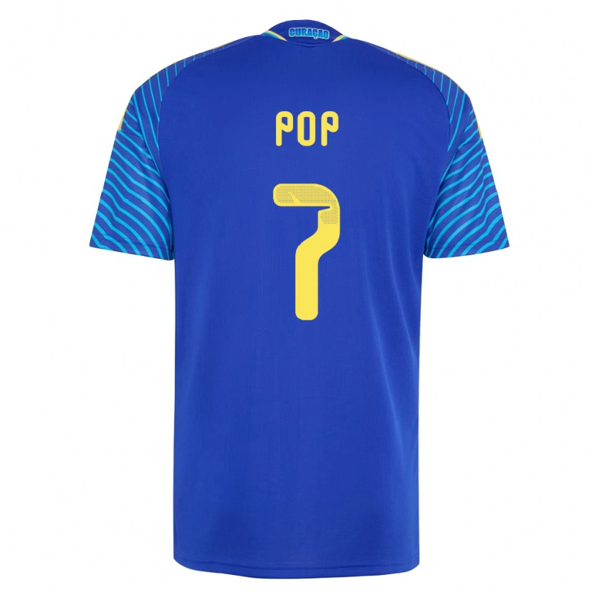 Danxenキッズキュラソー島Cristian Pop#7紺 白ホームシャツ26-28ジャージーユニフォーム