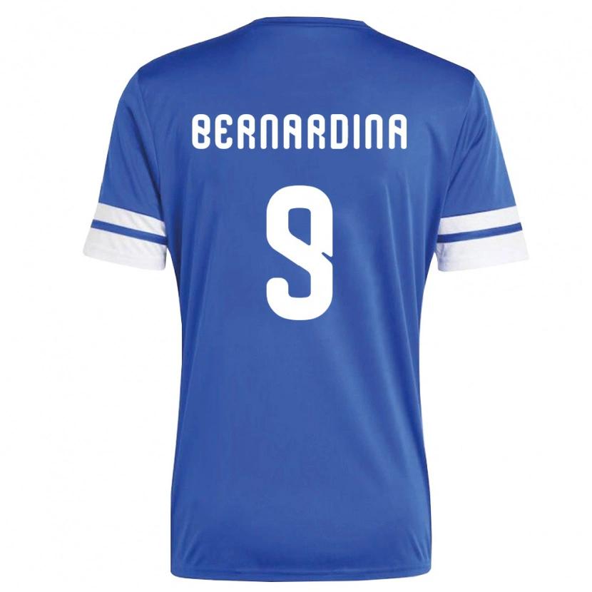 Danxenキッズキュラソー島Damiënthly Bernardina#9紺 白ホームシャツ26-28ジャージーユニフォーム