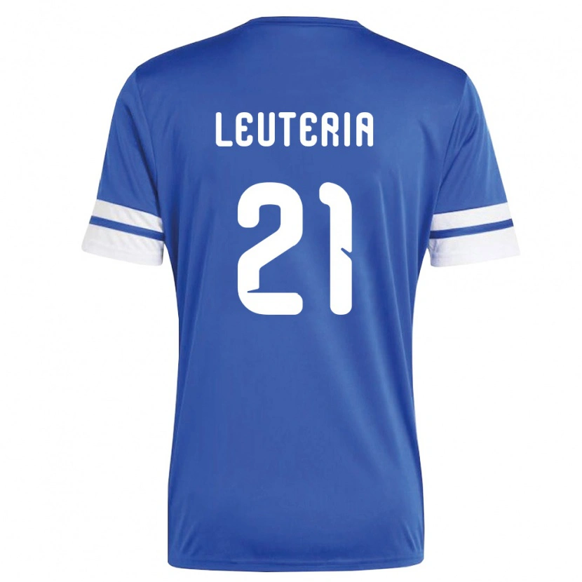 Danxenキッズキュラソー島Mishean Leuteria#21紺 白ホームシャツ26-28ジャージーユニフォーム