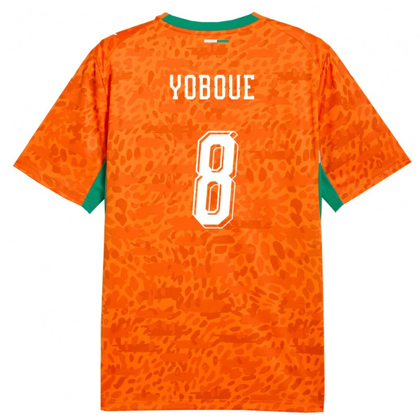 DanxenキッズコートジボワールDaan Yoboue#8オレンジ 緑 白ホームシャツ26-28ジャージーユニフォーム