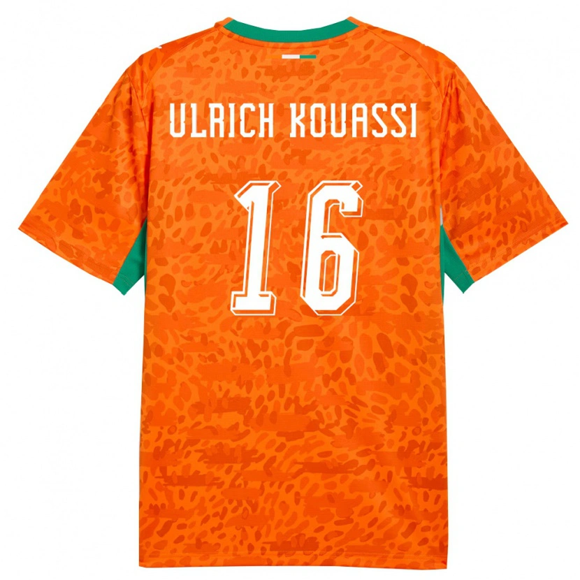 DanxenキッズコートジボワールLandry Ulrich Kouassi#16オレンジ 緑 白ホームシャツ26-28ジャージーユニフォーム