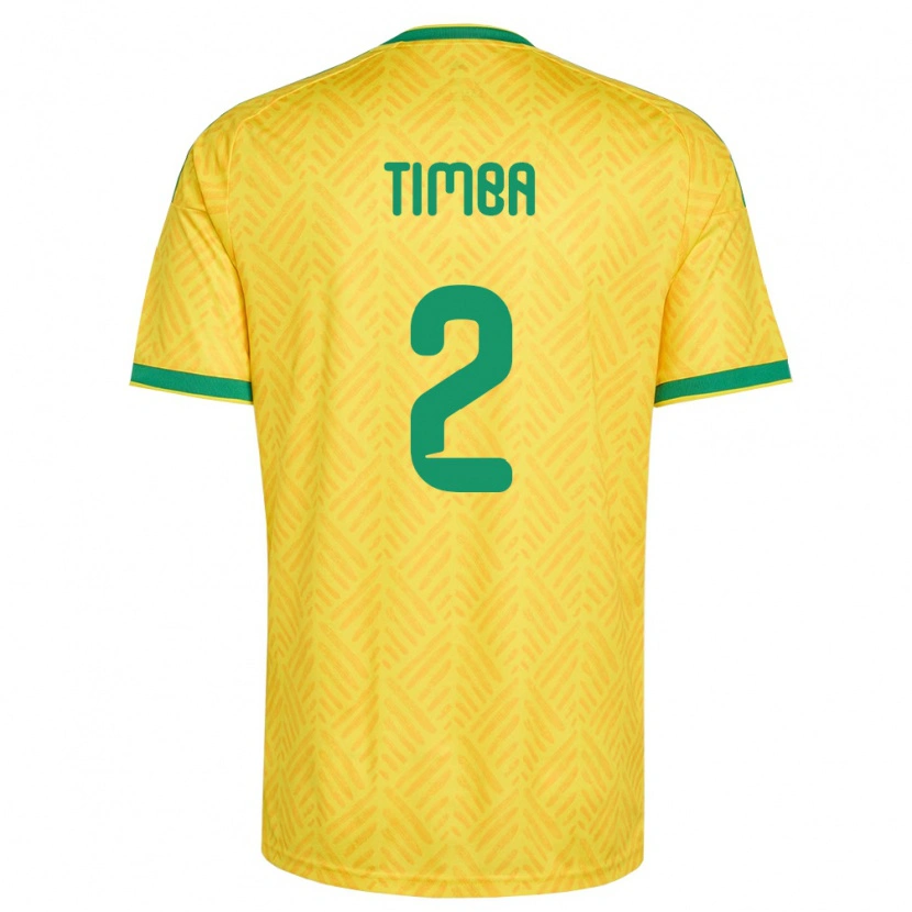 Danxenキッズ南アフリカSifiso Timba#2黄 緑ホームシャツ26-28ジャージーユニフォーム