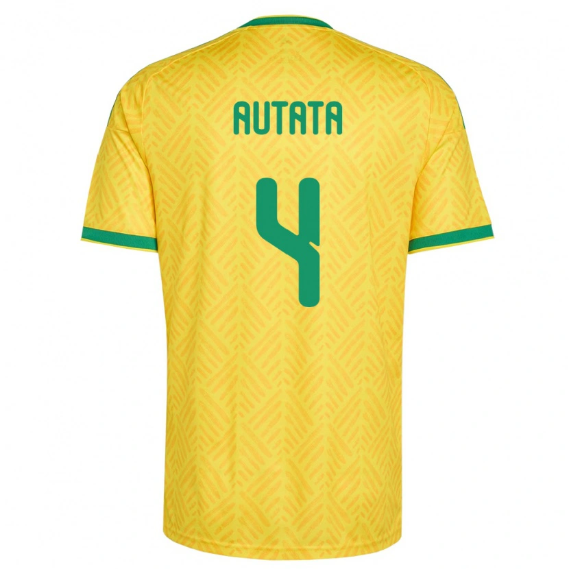Danxenキッズ南アフリカPatrick Autata#4黄 緑ホームシャツ26-28ジャージーユニフォーム