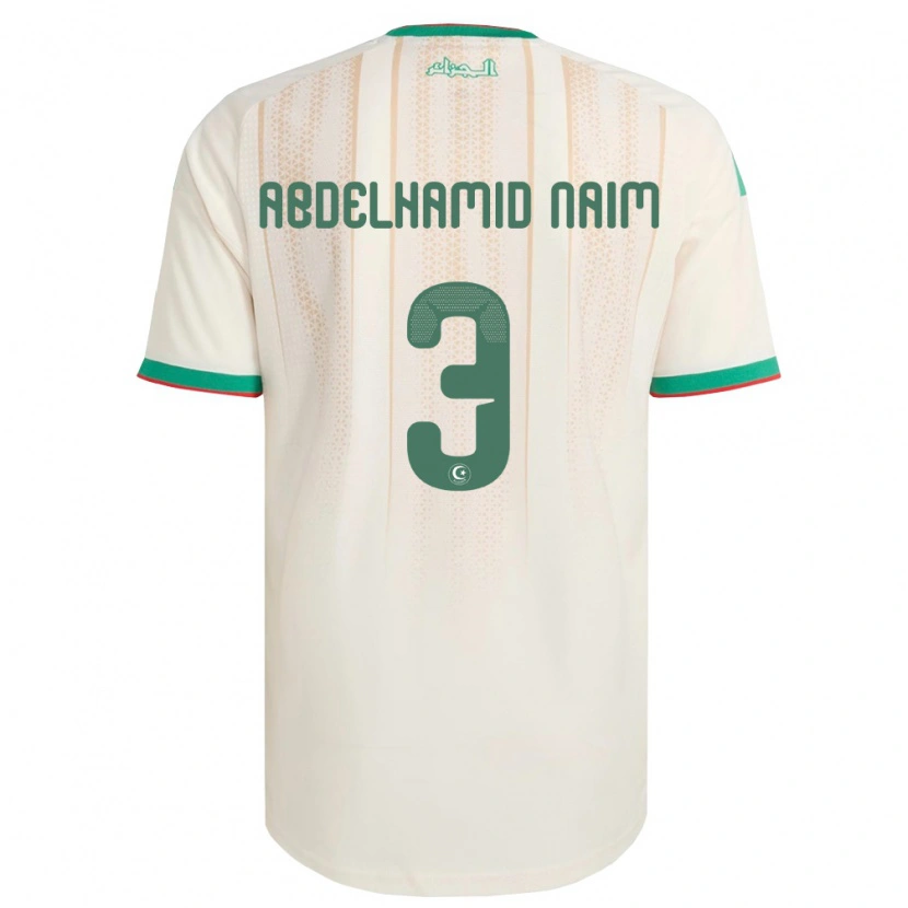DanxenキッズアルジェリアIssam Abdelhamid Naim#3オフホワイト 緑 赤ホームシャツ26-28ジャージーユニフォーム