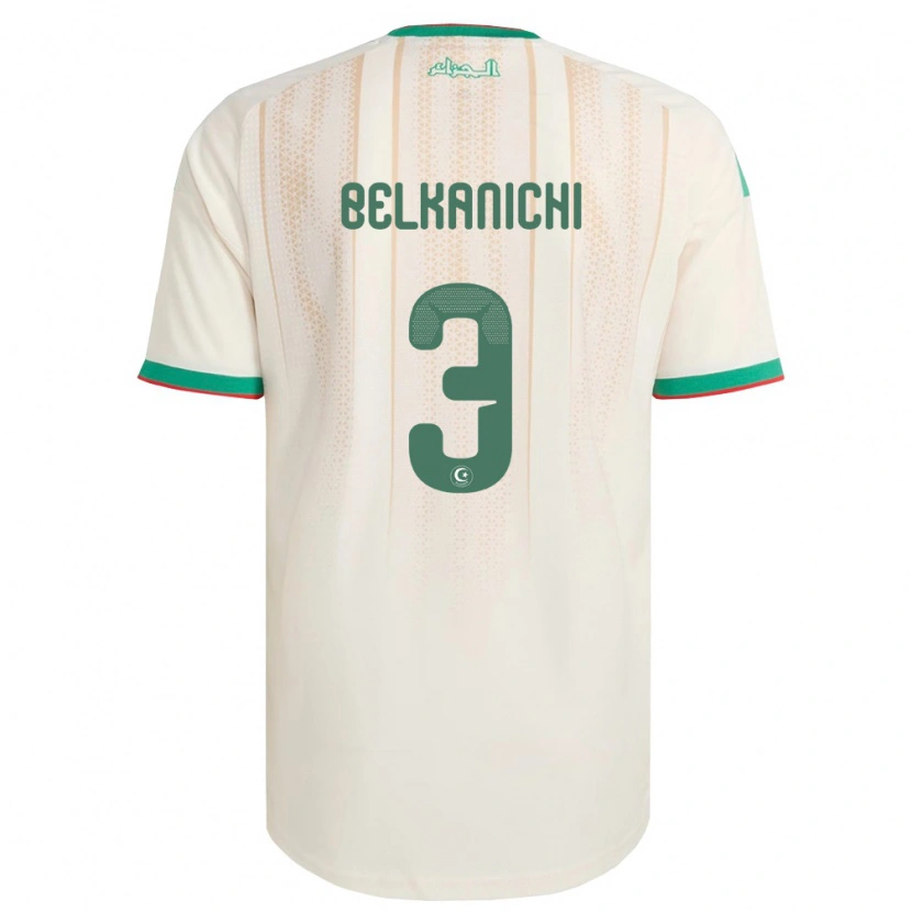 DanxenキッズアルジェリアAnas Belkanichi#3オフホワイト 緑 赤ホームシャツ26-28ジャージーユニフォーム