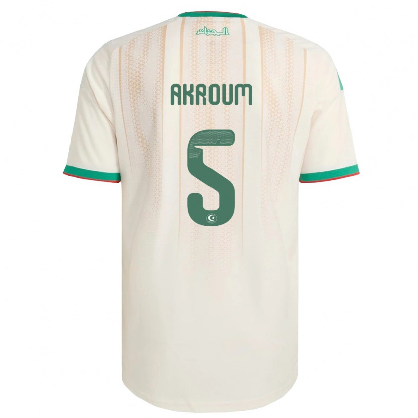DanxenキッズアルジェリアYoucef Akroum#5オフホワイト 緑 赤ホームシャツ26-28ジャージーユニフォーム