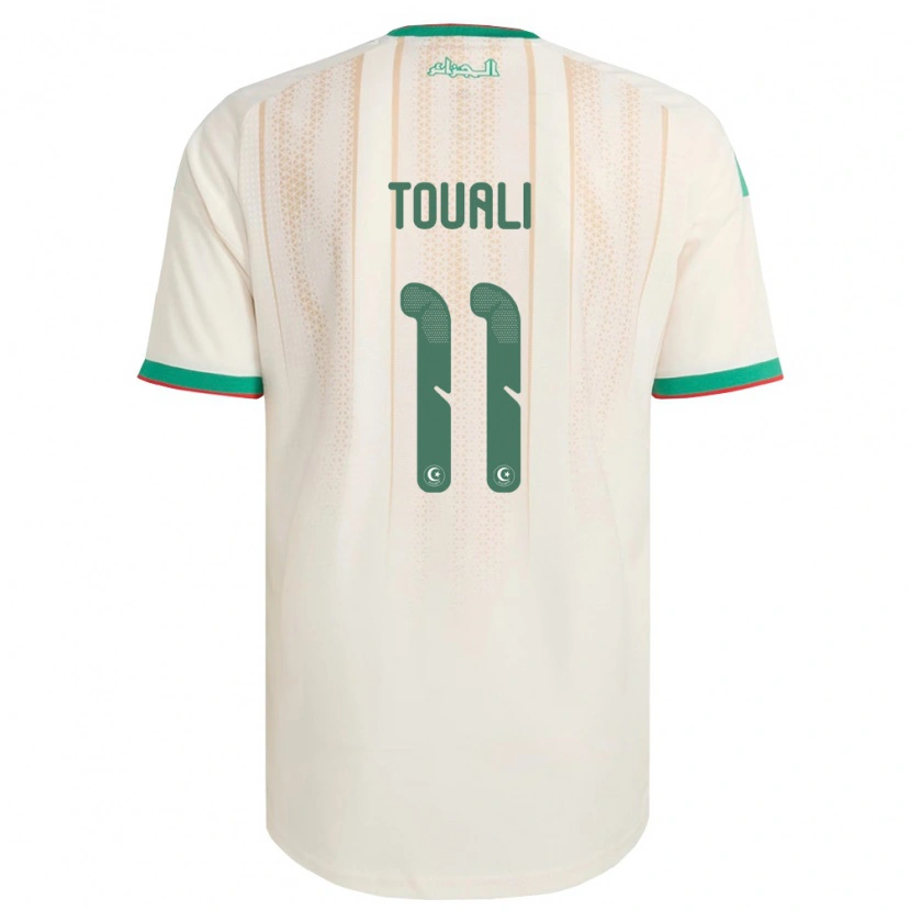 DanxenキッズアルジェリアKhalil Touali#11オフホワイト 緑 赤ホームシャツ26-28ジャージーユニフォーム