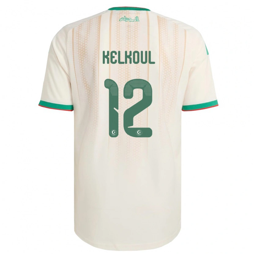 DanxenキッズアルジェリアYasser Kelkoul#12オフホワイト 緑 赤ホームシャツ26-28ジャージーユニフォーム