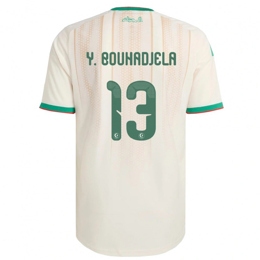 DanxenキッズアルジェリアYasser Noureddine Bouhadjela#13オフホワイト 緑 赤ホームシャツ26-28ジャージーユニフォーム
