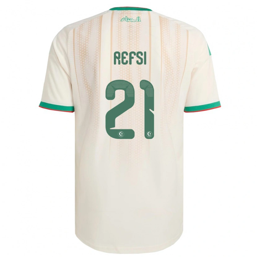 DanxenキッズアルジェリアIlian Refsi#21オフホワイト 緑 赤ホームシャツ26-28ジャージーユニフォーム
