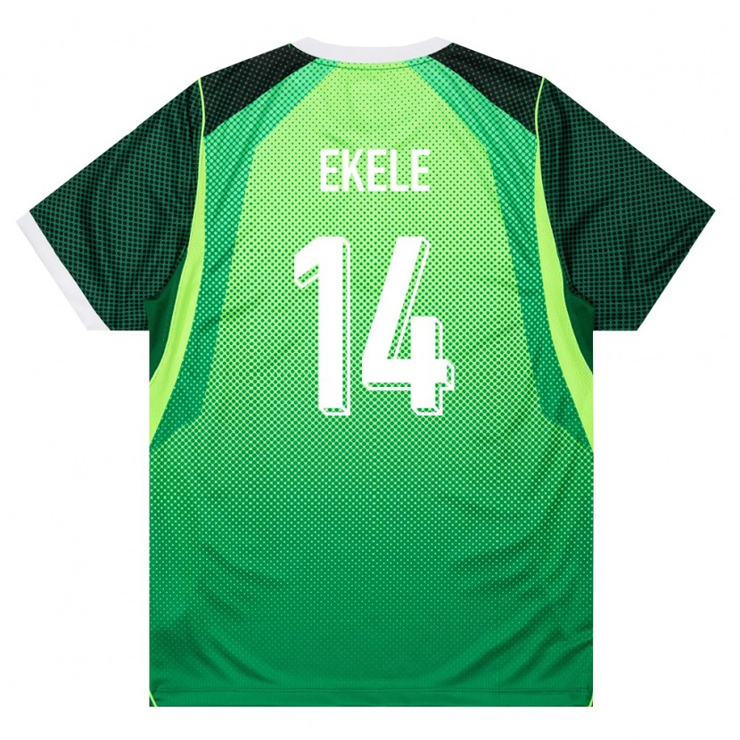 DanxenキッズナイジェリアEmmanuel Ekele#14緑 白ホームシャツ26-28ジャージーユニフォーム