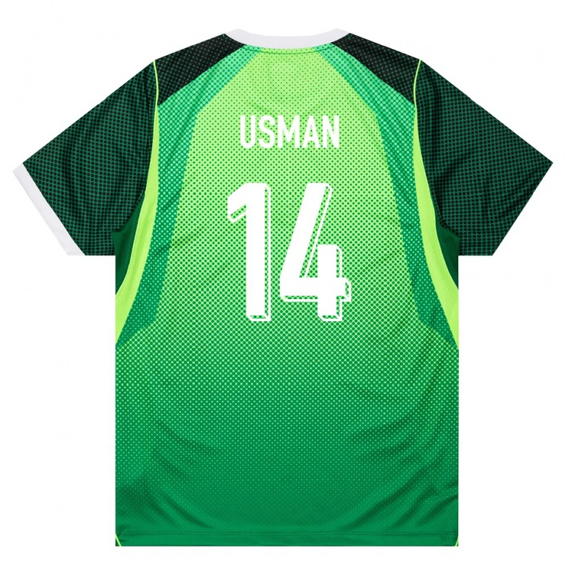 DanxenキッズナイジェリアBuhari Usman#14緑 白ホームシャツ26-28ジャージーユニフォーム