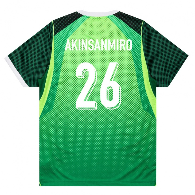 Danxenキッズナイジェリアエベネザー・アキンサンミロ#26緑 白ホームシャツ26-28ジャージーユニフォーム