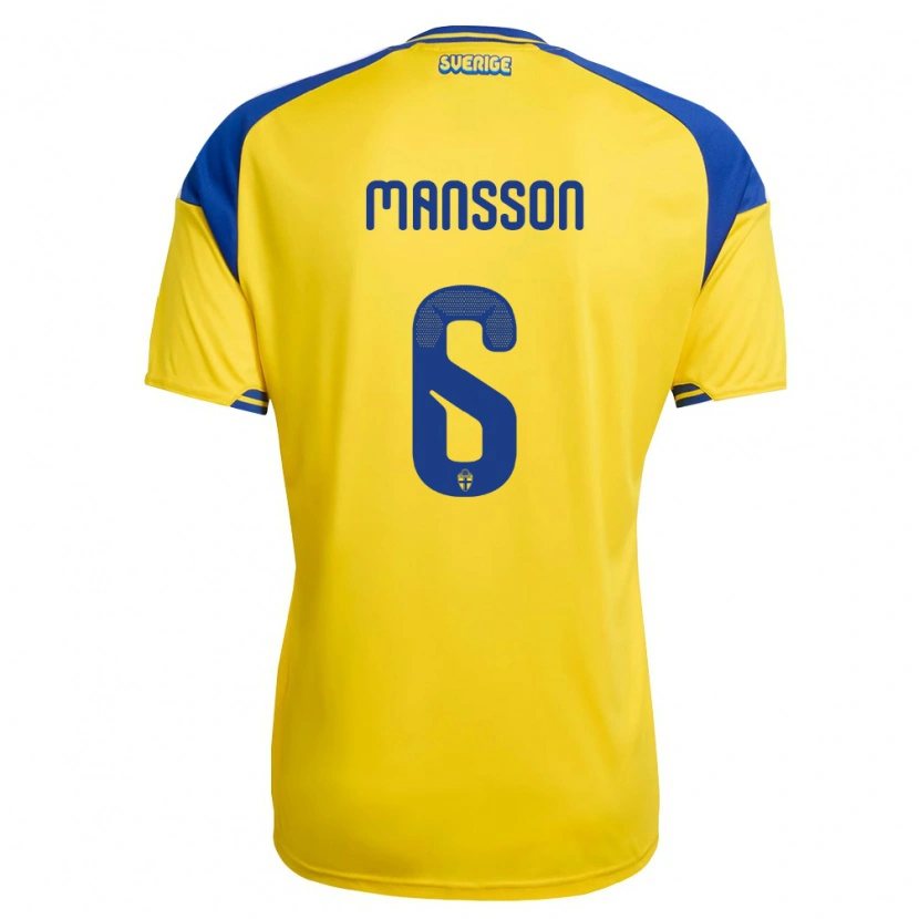DanxenキッズスウェーデンOliver Månsson#6黄 青 白ホームシャツ26-28ジャージーユニフォーム