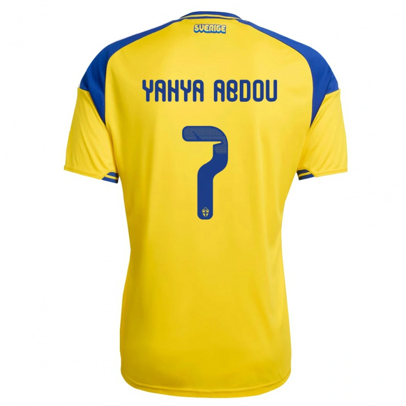 DanxenキッズスウェーデンMaarrouf Yahya Abdou#7黄 青 白ホームシャツ26-28ジャージーユニフォーム