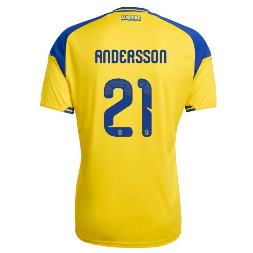 DanxenキッズスウェーデンAlexander Andersson#21黄 青 白ホームシャツ26-28ジャージーユニフォーム