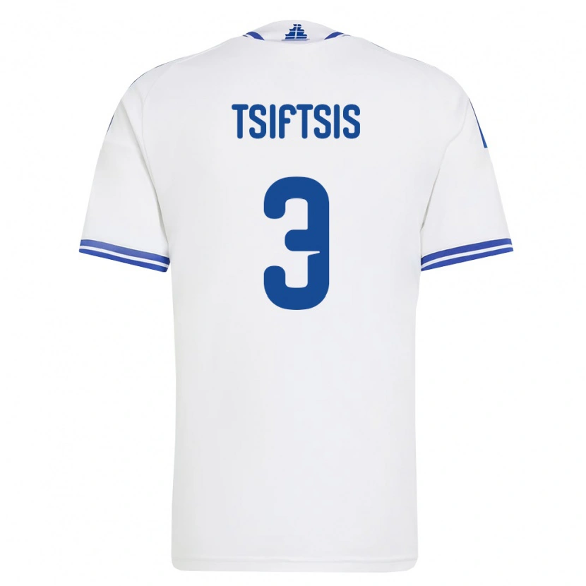 DanxenキッズギリシャTheodoros Tsiftsis#3白 青ホームシャツ26-28ジャージーユニフォーム