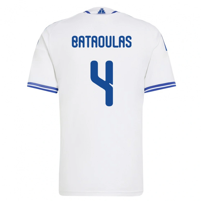 DanxenキッズギリシャDimitrios Bataoulas#4白 青ホームシャツ26-28ジャージーユニフォーム