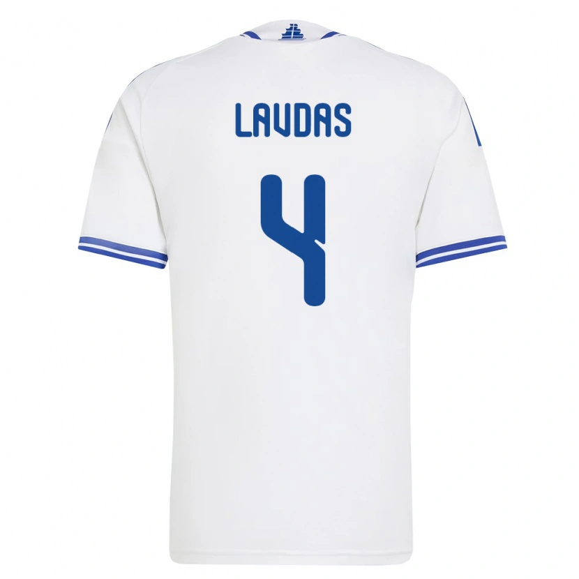DanxenキッズギリシャVasilios Lavdas#4白 青ホームシャツ26-28ジャージーユニフォーム