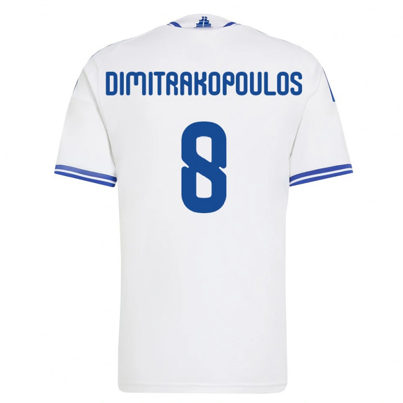 DanxenキッズギリシャAthanasios Dimitrakopoulos#8白 青ホームシャツ26-28ジャージーユニフォーム