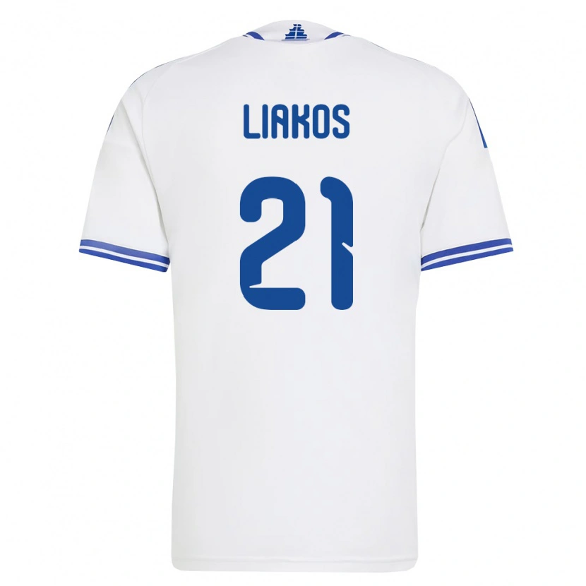 DanxenキッズギリシャAngelos Liakos#21白 青ホームシャツ26-28ジャージーユニフォーム