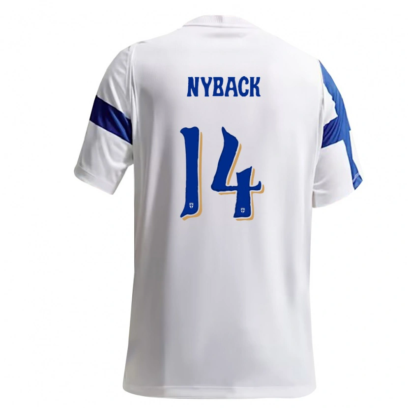 DanxenキッズフィンランドIivo Nybäck#14白 青ホームシャツ26-28ジャージーユニフォーム