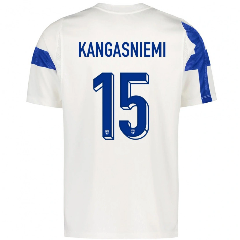 DanxenキッズフィンランドIlari Kangasniemi#15白 青ホームシャツ26-28ジャージーユニフォーム