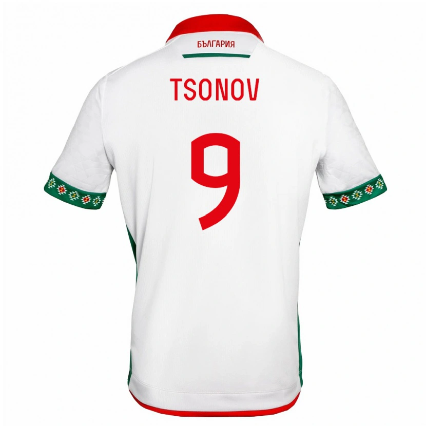 DanxenキッズブルガリアSamuil Tsonov#9白 緑 赤ホームシャツ26-28ジャージーユニフォーム