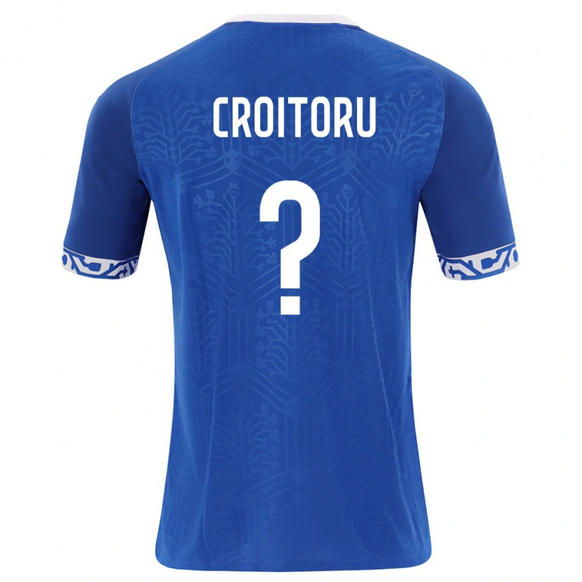 DanxenキッズモルドバKevin Croitoru#0ロイヤルブルー 白ホームシャツ26-28ジャージーユニフォーム