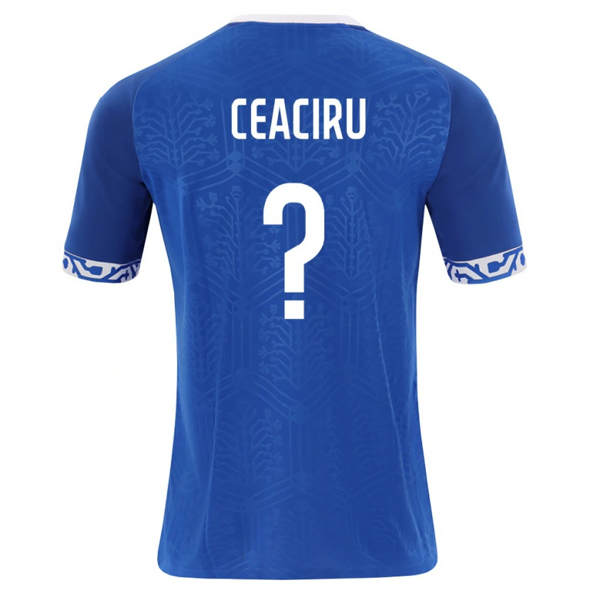 DanxenキッズモルドバNicolae Ceaciru#0ロイヤルブルー 白ホームシャツ26-28ジャージーユニフォーム