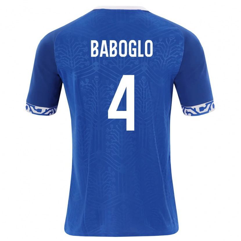 DanxenキッズモルドバVladyslav Baboglo#4ロイヤルブルー 白ホームシャツ26-28ジャージーユニフォーム