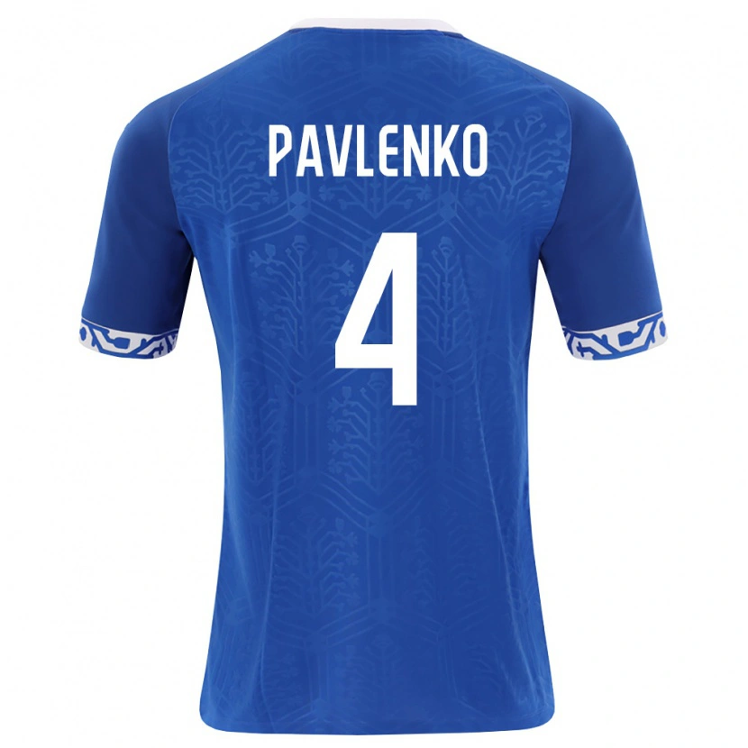 DanxenキッズモルドバDaniil Pavlenko#4ロイヤルブルー 白ホームシャツ26-28ジャージーユニフォーム