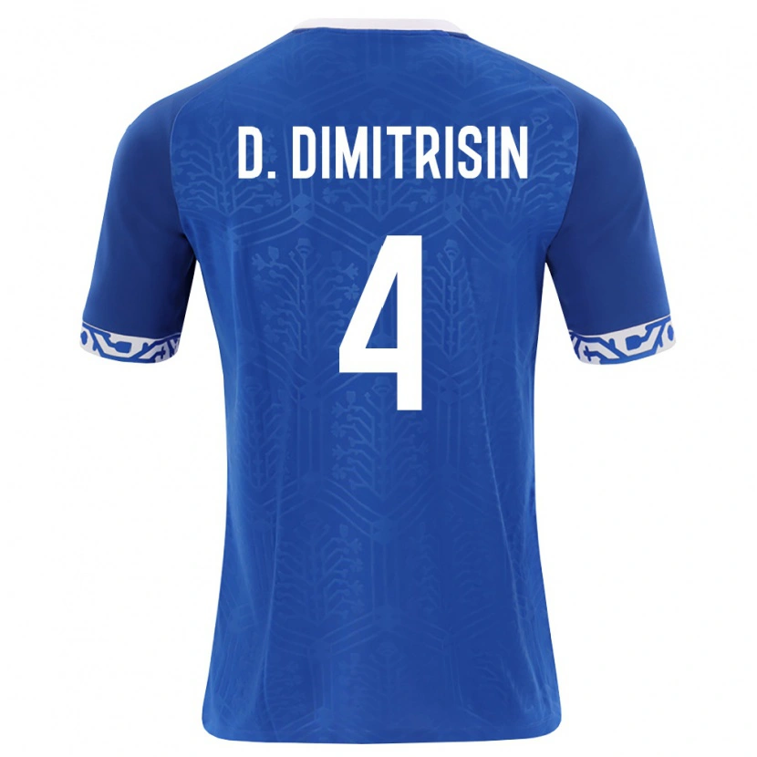 DanxenキッズモルドバDavid Dimitrișin#4ロイヤルブルー 白ホームシャツ26-28ジャージーユニフォーム