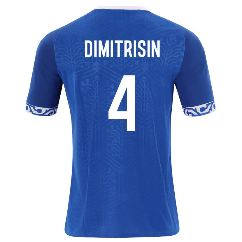 DanxenキッズモルドバDaniil Dimitrișin#4ロイヤルブルー 白ホームシャツ26-28ジャージーユニフォーム