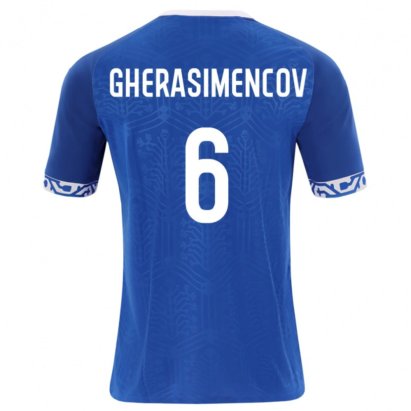 DanxenキッズモルドバMihail Gherasimencov#6ロイヤルブルー 白ホームシャツ26-28ジャージーユニフォーム