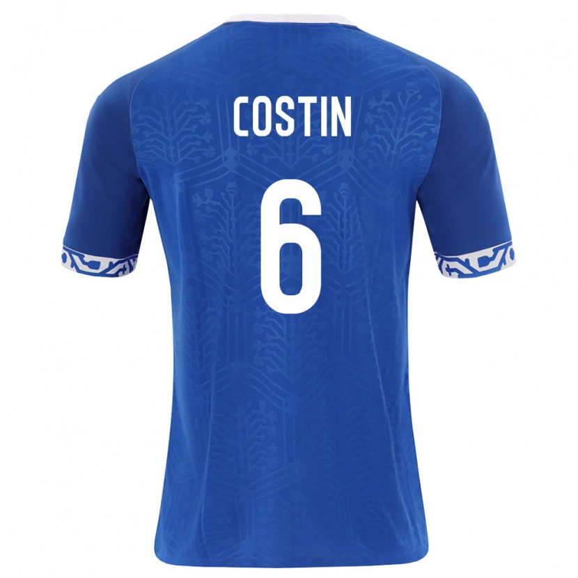 DanxenキッズモルドバVladislav Costin#6ロイヤルブルー 白ホームシャツ26-28ジャージーユニフォーム