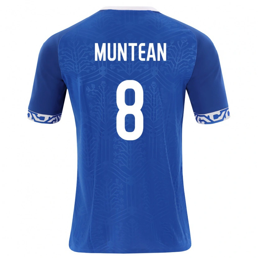 DanxenキッズモルドバAlexandru Muntean#8ロイヤルブルー 白ホームシャツ26-28ジャージーユニフォーム