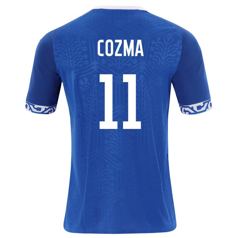 DanxenキッズモルドバVeaceslav Cozma#11ロイヤルブルー 白ホームシャツ26-28ジャージーユニフォーム