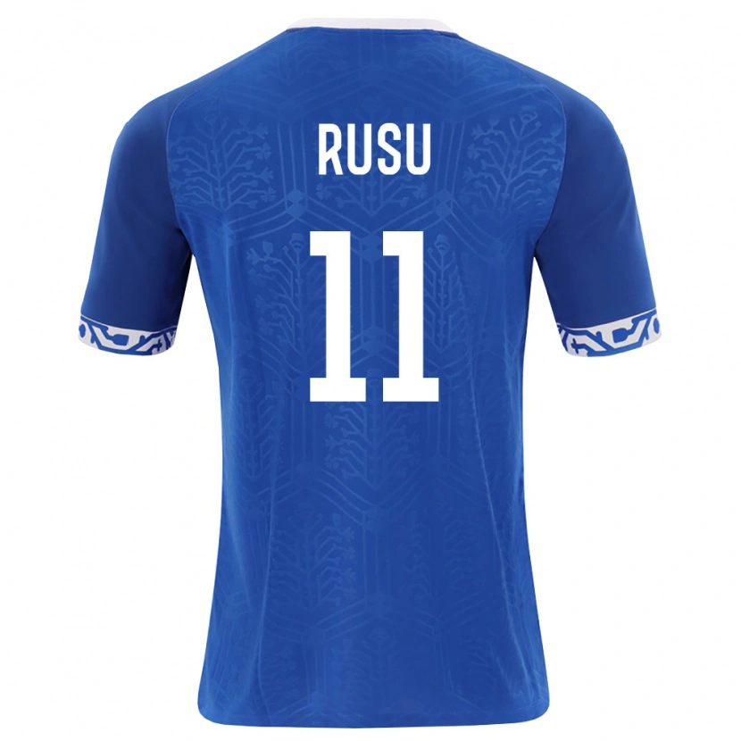 DanxenキッズモルドバTimofei Rusu#11ロイヤルブルー 白ホームシャツ26-28ジャージーユニフォーム