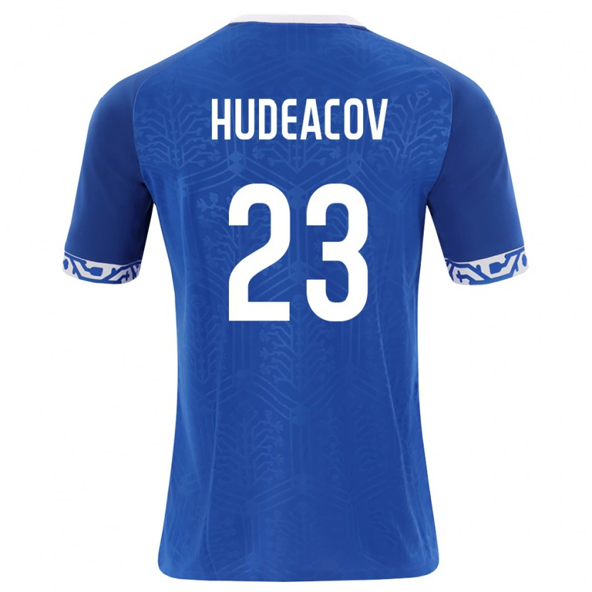 DanxenキッズモルドバAndrei Hudeacov#23ロイヤルブルー 白ホームシャツ26-28ジャージーユニフォーム